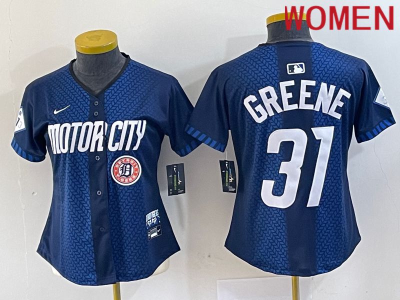 Women Detroit Tigers #31 Greene Blue City Edition Nike 2024 MLB Jersey style 4